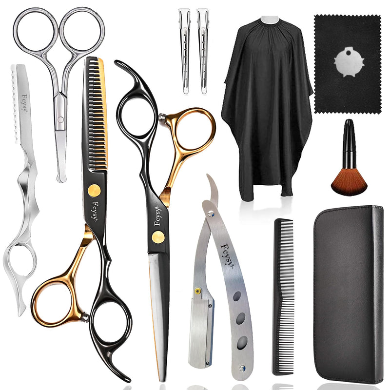 [Australia] - Fcysy Professional Barber Scissors Kit - Thinning Shears for Texturizing Hair Cuts, Salon & Wig Scissors Set for Women & Men Gold 13 Pcs 