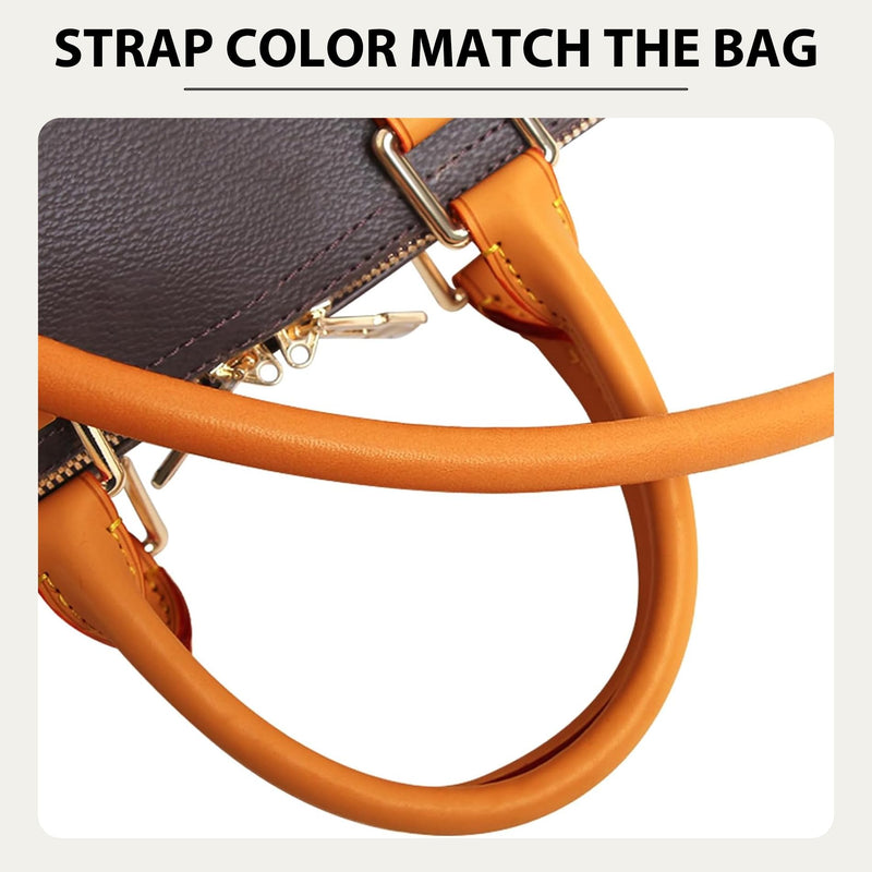 Genuine Vachetta Leather Shoulder Short Strap Replacement for lv Bags, 27.5 Inch Rolled Purse Strap for Soft Lucky Speedy 25 30 35 Graceful Damier Handbags,Deep Beeswax Deep Beeswax 0.7"width*27.6"length