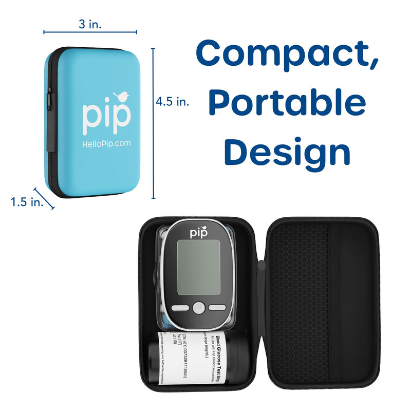 [Australia] - Pip Blood Glucose Monitor Kit - Preloaded Lancets, No Lancing Device Needed - Virtually Painless Fingersticks - Meter, 100 Test Strips, 100 Single-Use Safety Lancets, Travel Case, Control Solution 100ct Kit 