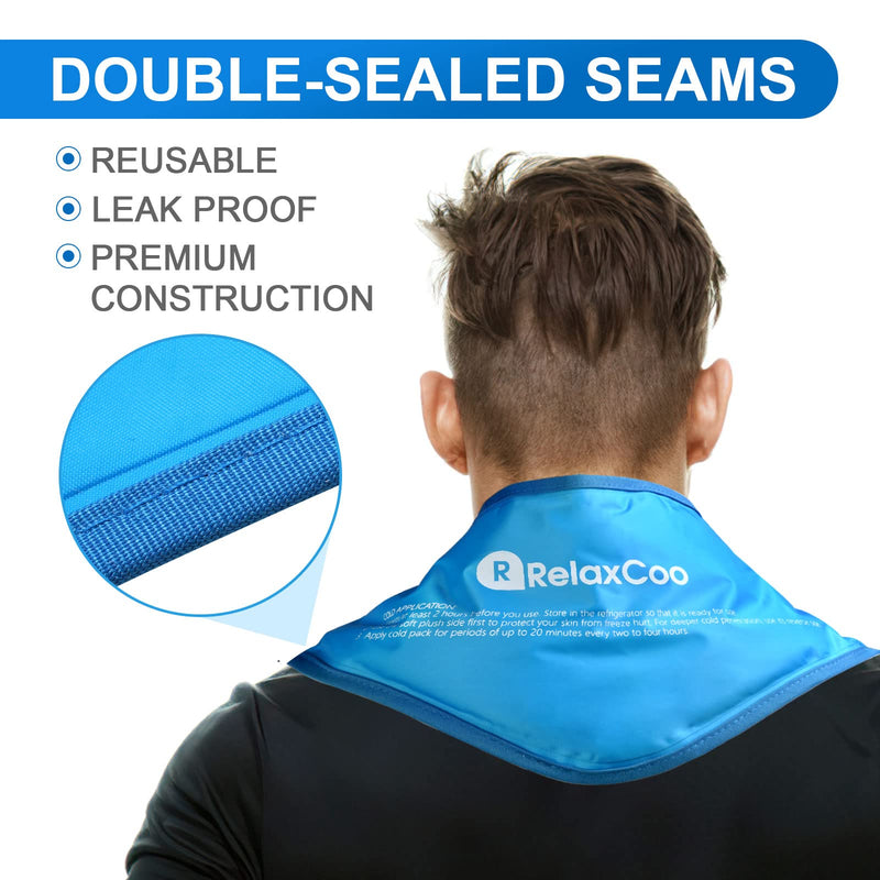 [Australia] - Neck Ice Pack Wrap, Reusable Gel Ice Pack for Neck Shoulders, Cold Compress Therapy for Pain Relief, Injuries, Swelling, Bruises, Sprains, Inflammation and Cervical Surgery Recovery Blue-1 Pack 1.0 
