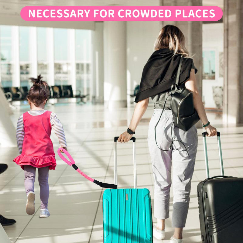 [Australia] - ONEDONE Stroller Handle for Toddler Travel 20" Stroller Strap for Kids to Hold Handle for Strollers, Wagons, Shopping Carts Soft Handle for Child Safety Keep Kids Close Pink 