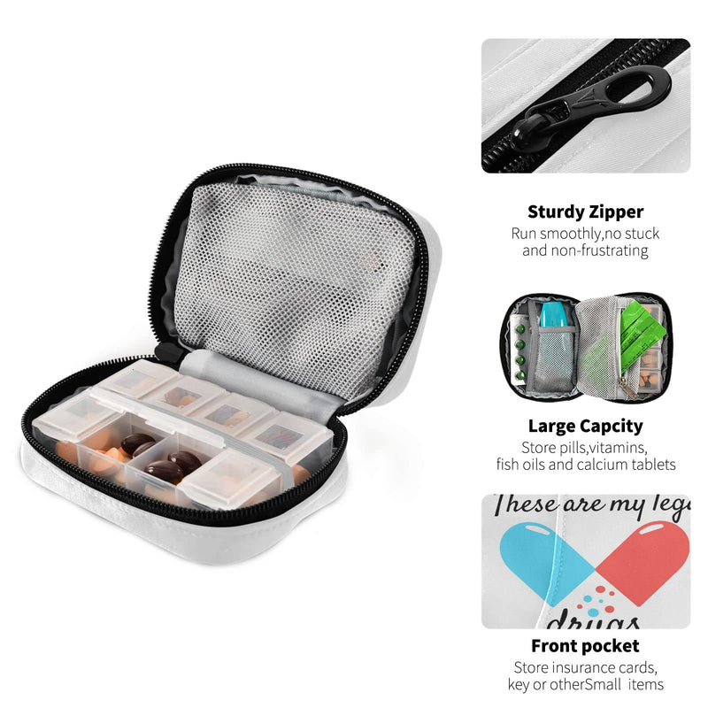 Naanle Blue and Red Pill Box 7 Day Case Bag Travel Organizer with Zipper Portable Weekly Compact Size for Vitamin Supplement Holder A Cartoon White 4.6 x 3.14 x 1.88 Inch