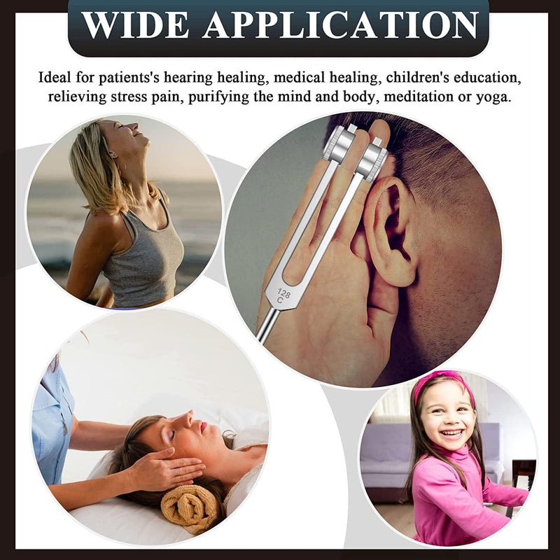 [Australia] - Tuning Forks for Healing (128Hz, 256Hz, 512Hz) — Body Weighted Tuning Forks Medical for Healing Chakra Set — Yoga and Meditation Accessories — Tuning Fork Set Frequency Healing Devices 