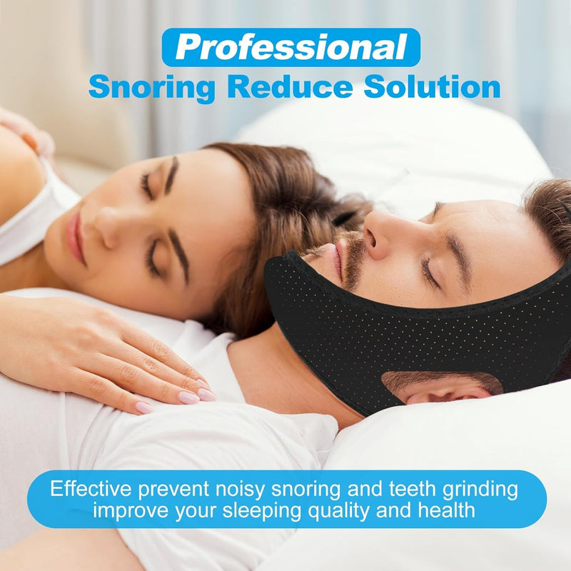 [Australia] - Snoring Chin Strap for Users,Anti Snoring Chin Strap for Sleeping, 2 Pack Adjustable Jaw Support Strap to Keep Mouth Closed, Snoring for Men Women, Comfort Fit Nighttime Sleeping Aid 2pack Black+grey 