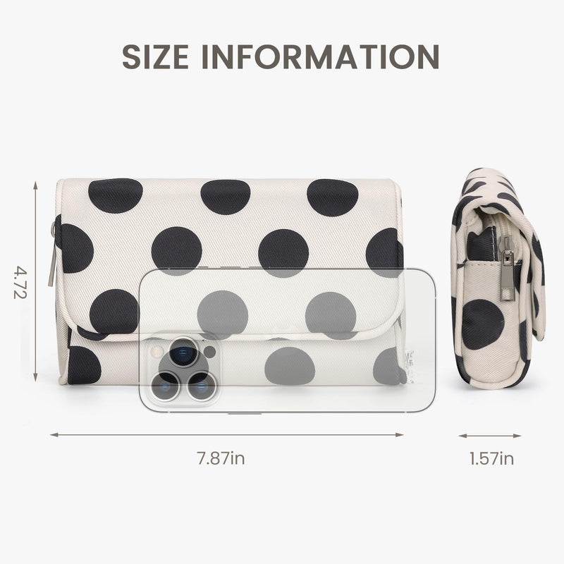 Small Mirror Cosmetic Pouch + Medium Handheld Travel Makeup Bag (Polka Dot)
