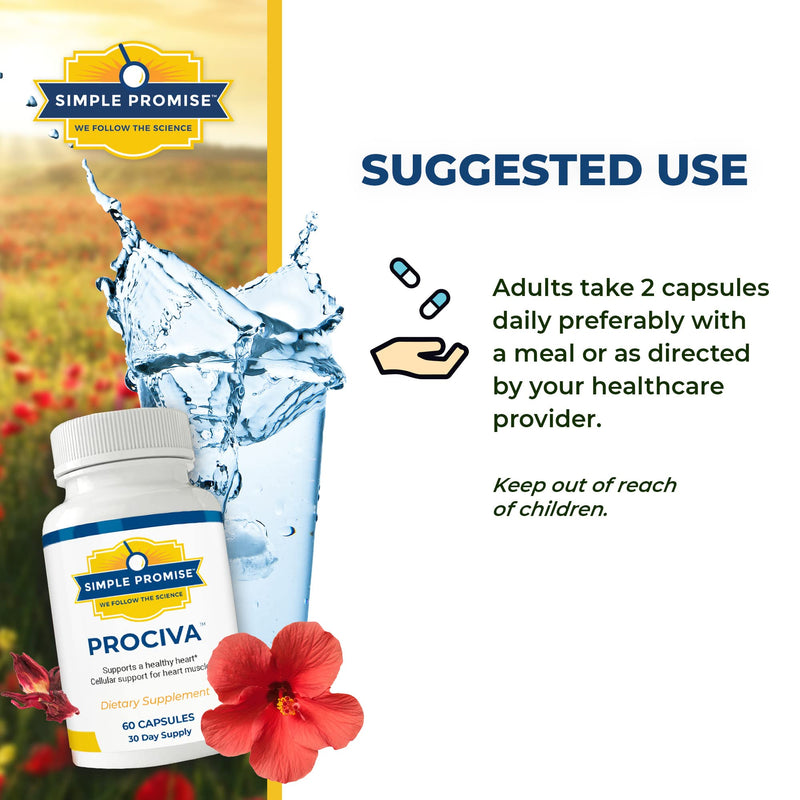 [Australia] - Simple Promise Prociva - Arjuna Bark Extract Heart Health Supplement with Folic Acid, Vitamin D & Magnesium - Herbal Blood Pressure Support & Healthy Heart Maintenance for Men & Women - 60 Capsules 
