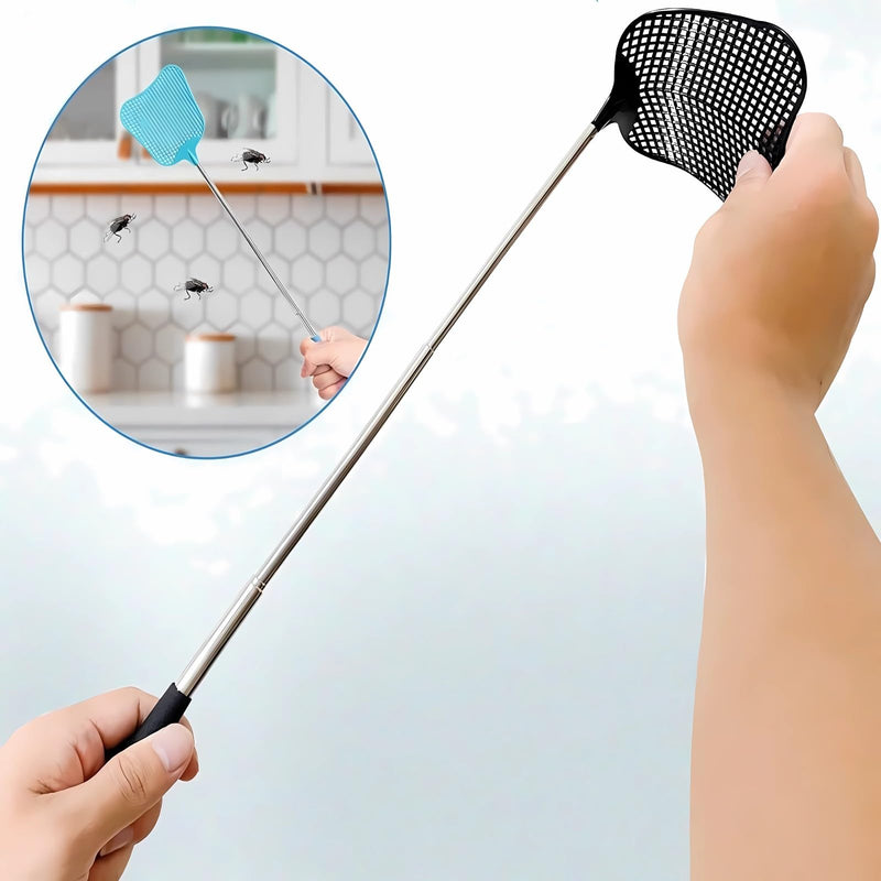[Australia] - Telescopic Fly Swatter, Jakeloo 3 Pack Fly Swatter for Indoors Plastic Flyswatter Heavy Duty with Stainless Steel Telescopic Handle Ideal for Summer Home/Indoor/Outdoor/Classroom/Office (Blue) Blue 