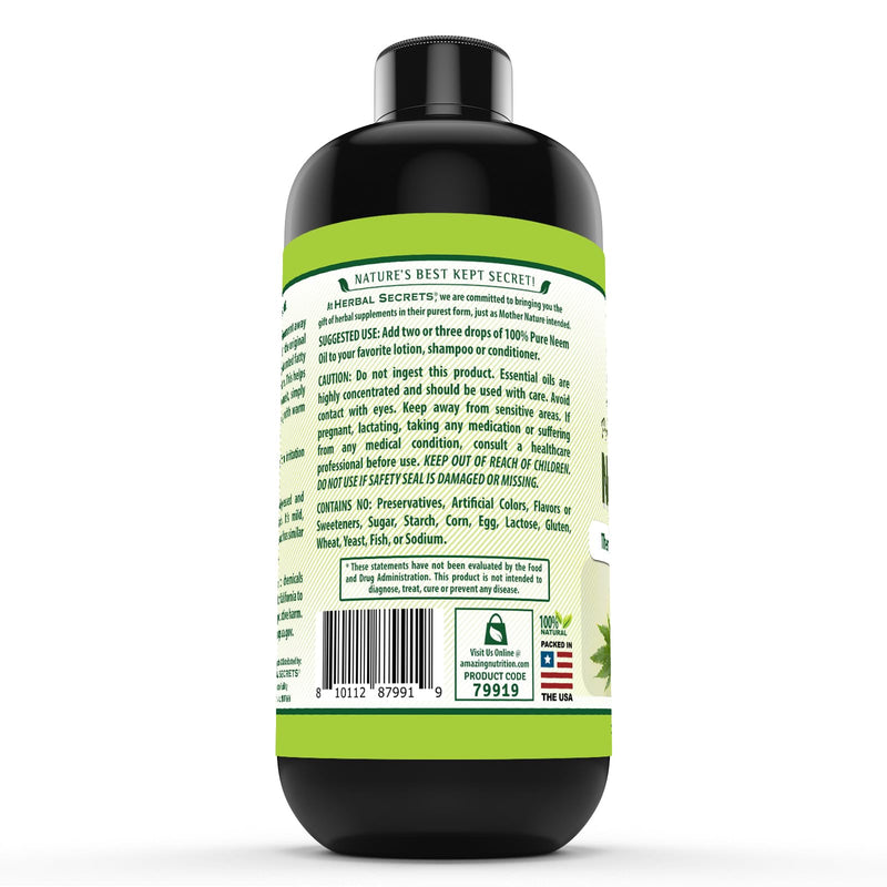[Australia] - Herbal Secrets Neem Seed Oil 16 Fl Oz | Pure & Cold Pressed | Premium Herbal Supplement | Non-GMO | Gluten Free 