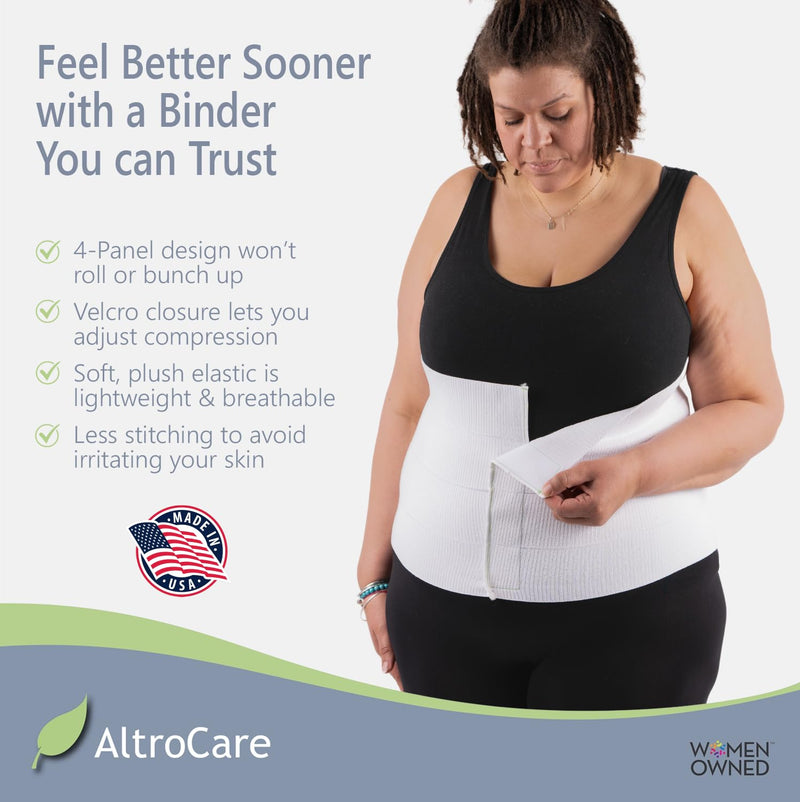 4 Panel, 12" high, Plus Size Post Surgery Abdominal Binder, Fits 46" to 62" Waist L/XL (46" to 62")