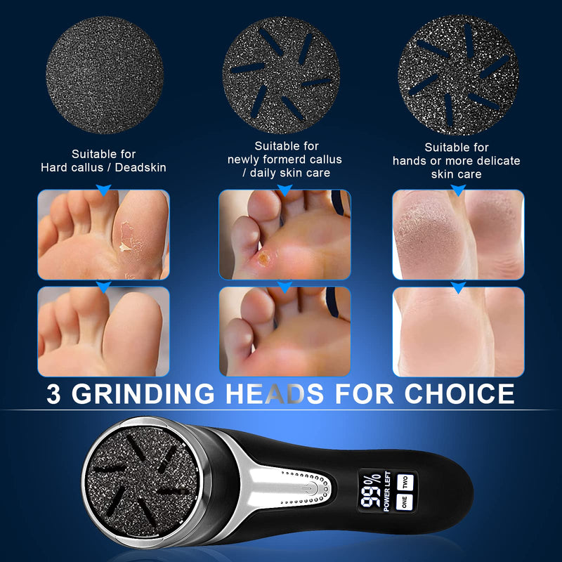 [Australia] - Electric Callus Remover for Feet with Vacuum, Professional Pedicure Tools Kit, Rechargeable Waterproof Foot File for Foot Care Deadskin Remover with 3Heads&2Speed,LCD Display Black Electric Callus Remover +10in1 