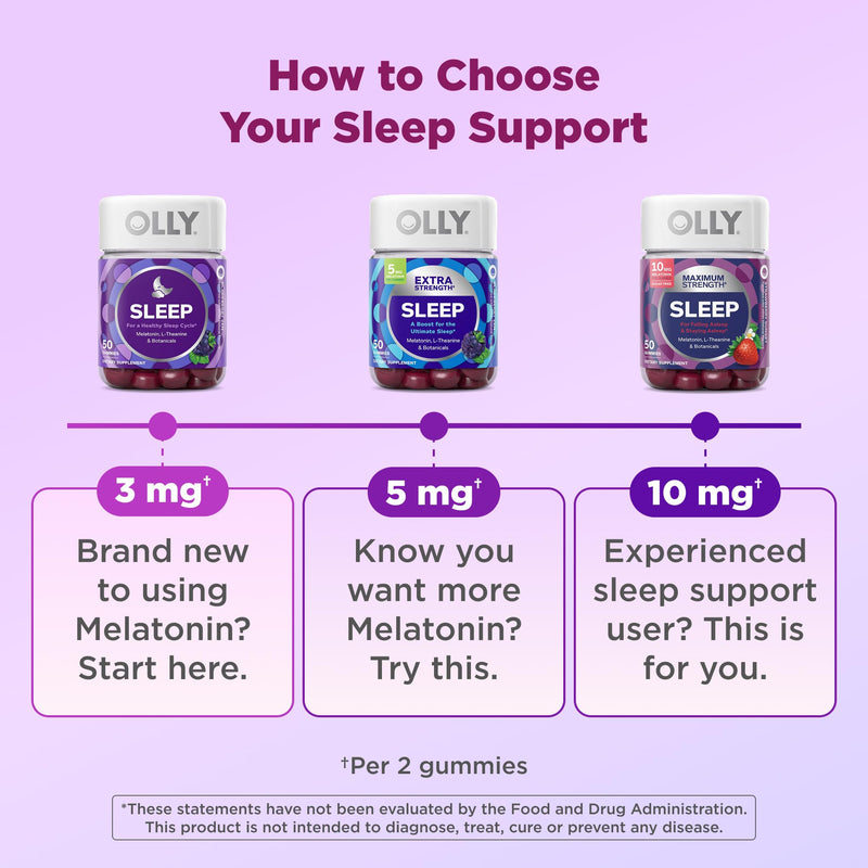 OLLY Extra Strength Sleep, Occasional Sleep Support Supplement - 50 Count 50 Count (Pack of 1)