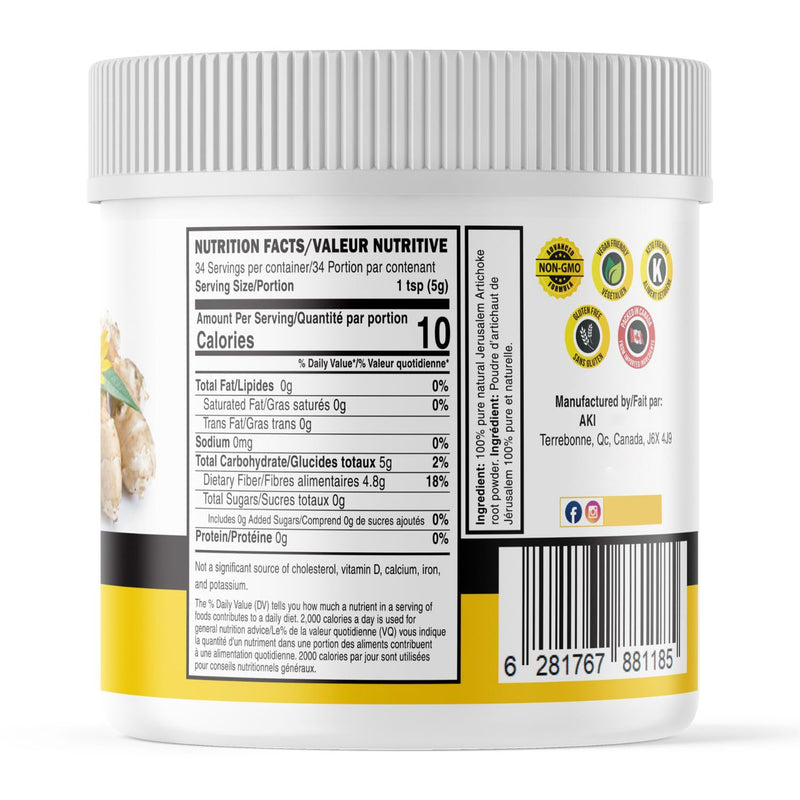 [Australia] - AKI Inulin Jerusalem Artichoke Powder (6oz/170g) Good in Fiber & Prebiotic, Ideal for Coffee, Smoothies, Juice & Other Meals | Vegan, Gluten-Free (Pack of 1) 
