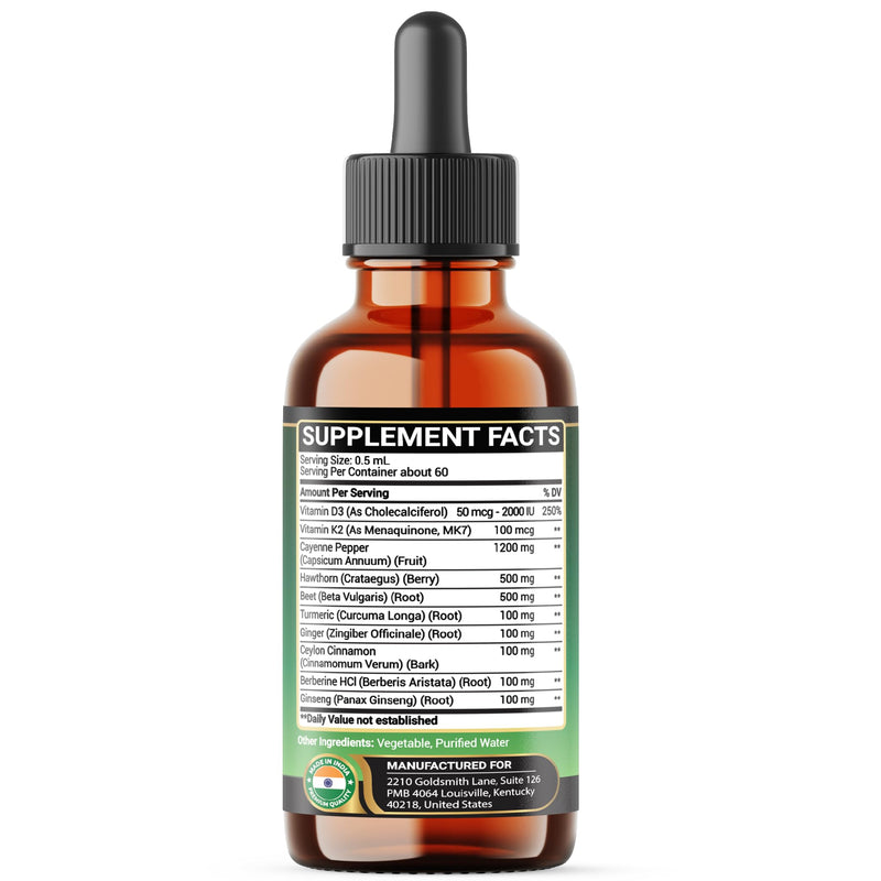 10in1 2700mg Cayenne Pepper Liquid Drops + Hawthorn Berry, Vitamin D3 K2 Beet Root Turmeric Ginger and More - Digestion Support - 1 Fl Oz - 2 Months Supply 1 Fl Oz (Pack of 1)