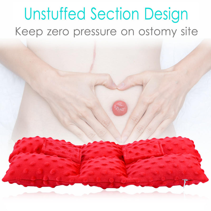 [Australia] - Ostomy Seat Belt Pillow Stoma Seatbelt Protector Ostomy Bag Cover Pillow for Driving Ileostomy Ostomy Support Pillow Urostomy Supplies Car Women Men Minky Dot Red 