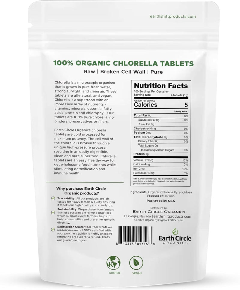 [Australia] - EARTH CIRCLE ORGANICS Earth Circle Organics Chlorella Tablets, Og1 1 Count (Pack of 1) 