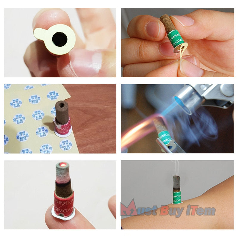 [Australia] - Korea Acupuncture 100% Wormwood Mugwort Moxibustion Mini Moxa Sticks On Cone Roll 1Box 180pcs Weak 
