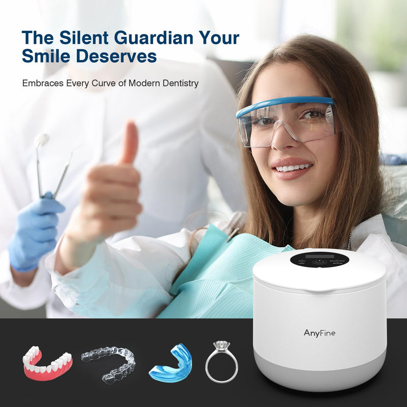[Australia] - Advanced Ultrasonic Retainer Cleaner Machine for Dentures, Mouth Guards, Braces, Toothbrush Heads, Jewelry, 45kHz Triple-Phase Purification System, 4 Modes for Multiple Dental Appliances 
