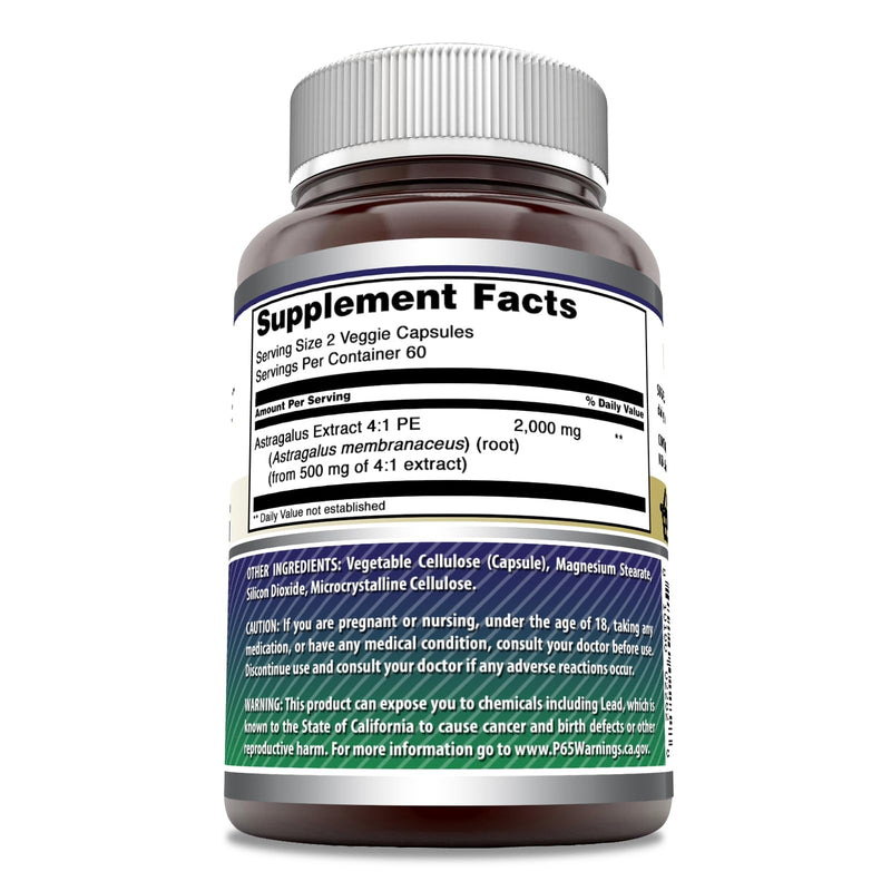 [Australia] - Amazing Formulas Astragalus 2000 mg Per Serving 120 Capsules Supplement | Made From Pure Astragalus Membranaceus Plant Root Extract | Non-GMO | Gluten Free 120 Count 