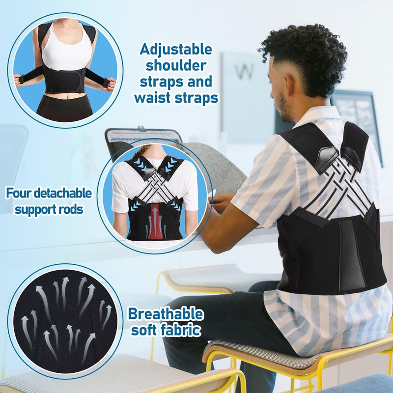 [Australia] - Posture Corrector, Posture Trainer for Women Men, Chest Corrector, Adjustable Back Posture Belt for Spine and Shoulder, Provides Neck and Shoulder Pain Relief (XL-2XL) XL-2XL 