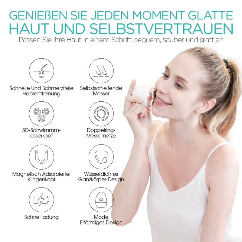 [Australia] - VOGOE Women's Electric Shaver Epilator for Women Face Legs Armpits Bikini Zone Wireless Wet and Dry Shaver Electric Shaver Waterproof ES300 