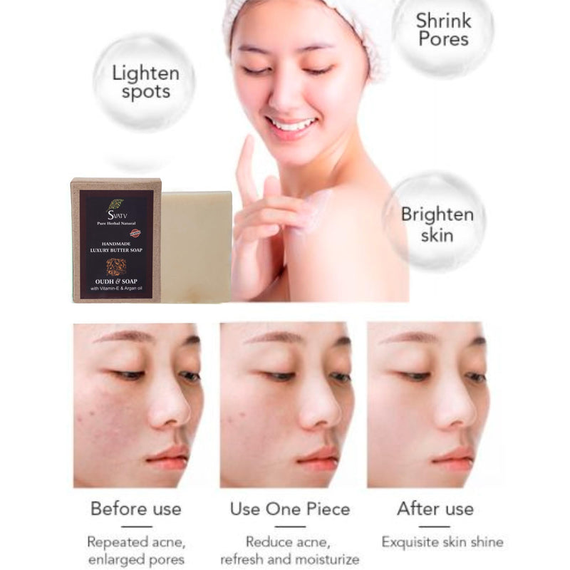 Handcrafted Soap with natural, soothing herbs of OUDH & VITAMIN -e I For Men and Women | Kosher & GMP Certified Soap | Traditional Ayurvedic Herbal Soap for all skin type - 125g