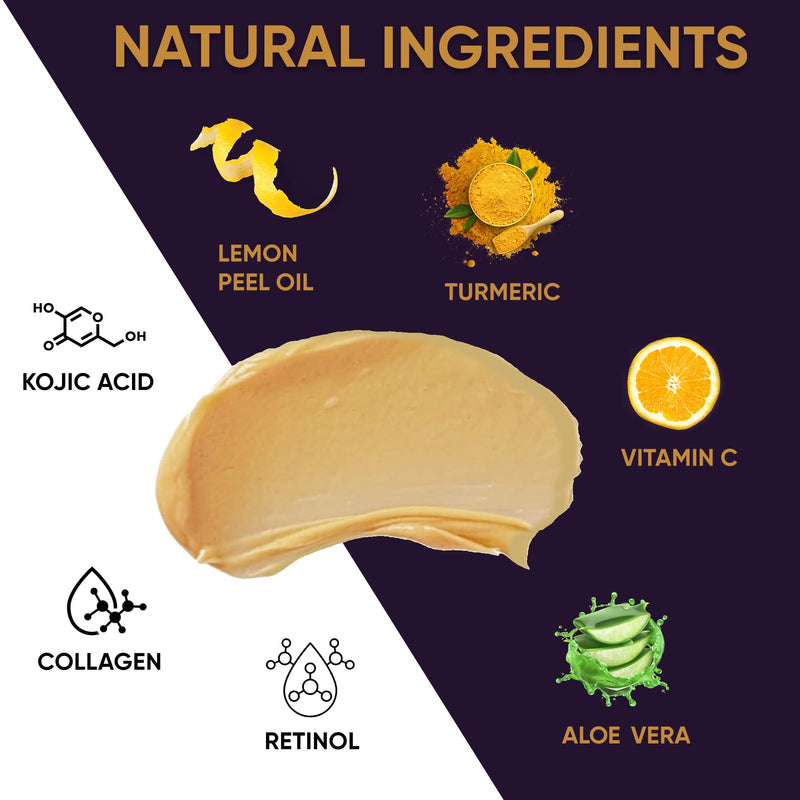 VALITIC Vitamin C & Turmeric Clay Mask - Dark Spot Corrector with Kojic Acid, Hyaluronic Acid & Retinol - Skin Care Routine for Minimizing Pores & Blackheads - with Applicator Brush - 50g 1.76 Ounce (Pack of 1)