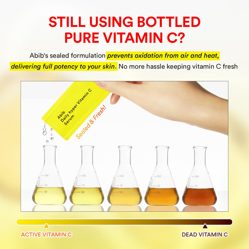 Abib Hyper Vita Shot 28 Days Program 1.42fl.oz.+0.03oz/42ml+0.8g | 10% Vitamin C Serum Individual Daily Pouches with Weekly Booster Powder, Ascorbic Acid, Korean Skin Care