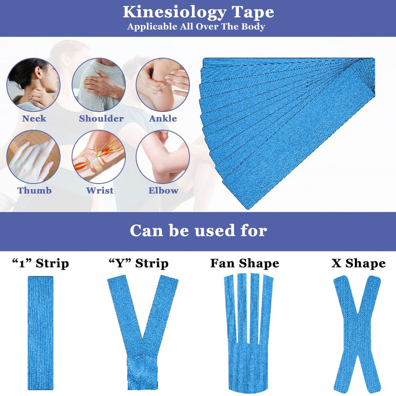 12PCS Kinesiology Tape for Knees with 10PCS Sport Tape Strips, SEILETOO Waterproof & Breathable Elastic Kinesiology Athletic Tape, Sports Support Tape Knee for Muscle Pain Relief and Joint Support