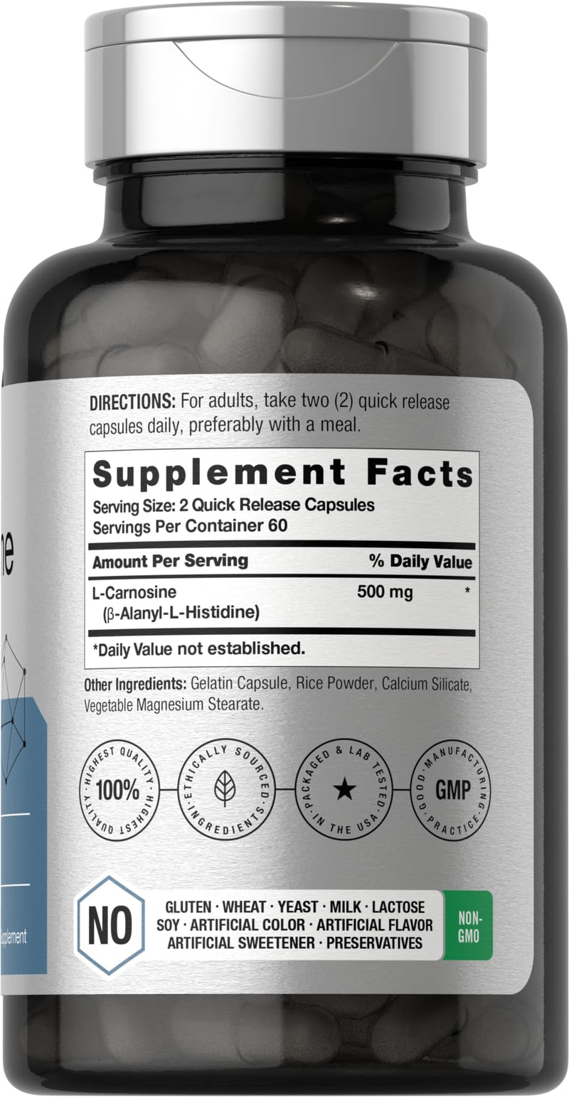 [Australia] - Horb√§ach L-Carnosine 500mg | 120 Capsule Supplement | Non-GMO & Gluten Free Powder Pills 