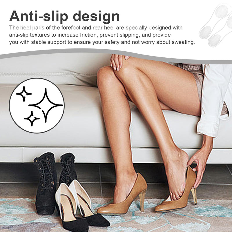 [Australia] - CHSEROK 3/4 Heel Pads, 4 Pairs Silicone Insoles Shoes Reusable Self-Adhesive Clear Invisible Shoe Insoles, Heel Pads Shoes for High Heels 