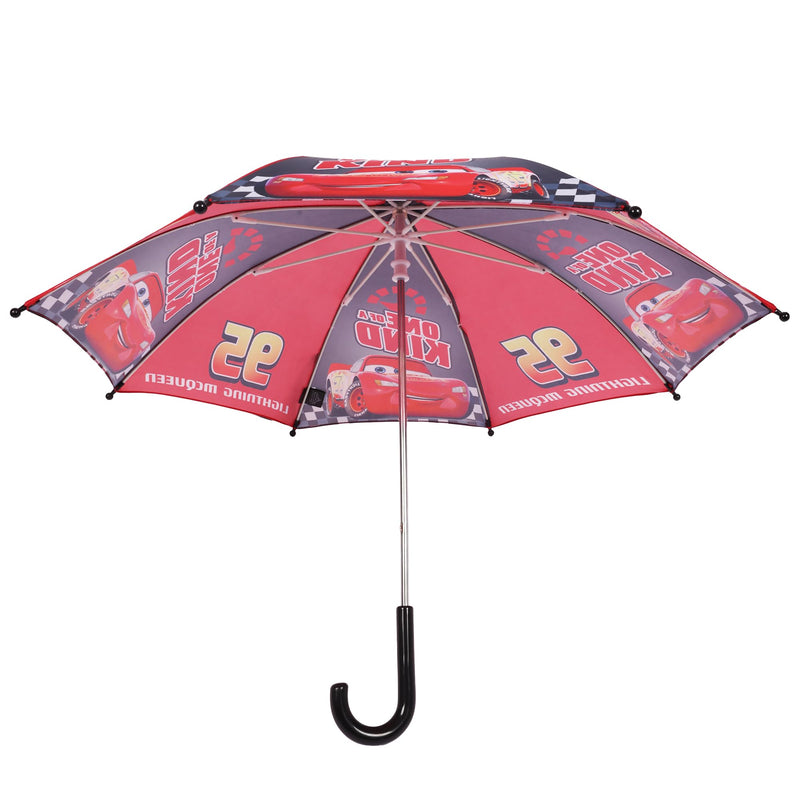 Concept One Lightning McQueen Umbrella for Kids | Red | Boys Umbrella with Curved Handle and Safety Tips | Fun Umbrellas for Rain | Boys with Curved Handle and Safety Tips, Fun Umbrellas for Rain