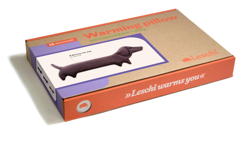 [Australia] - LESCHI grain pillow for microwave (52x20 cm), made of 100% organic cotton and organic wheat, dog purple, heat pillow, neck warmer ideal as a heat source and for tension on the neck, shoulder, back, eggplant maxi (52x20 cm) 