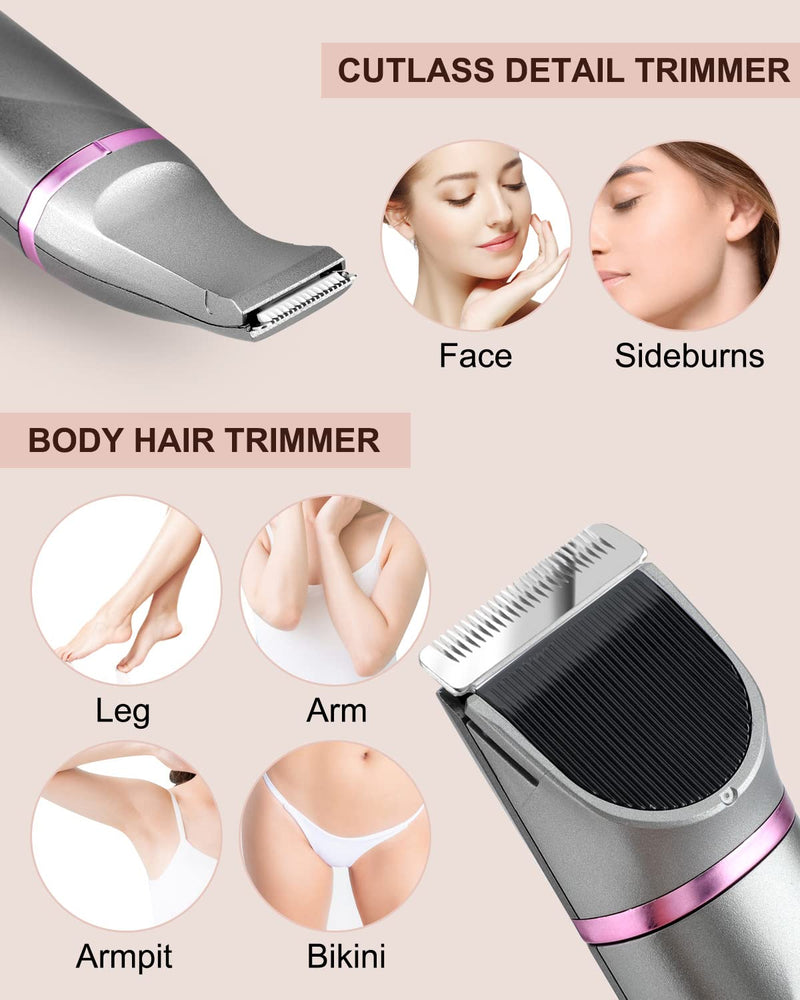 [Australia] - AREYZIN Pubic Hair Trimmer Women Bikini Trimmer Electric Shaver Razor for Bikini Armpit Legs Groin Hair Removal Body Hair Trimmer, Rechargeable Waterproof for Wet and Dry Use，Gray&Purple Gray 