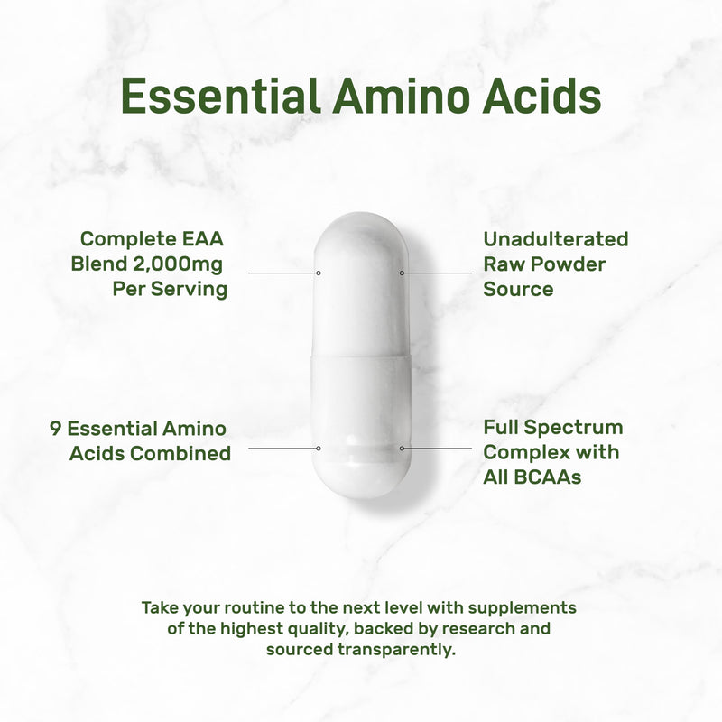 [Australia] - Essential Amino Acids (EAA) 2000mg Per Serving, 300 Capsules – Unflavored - 9 in 1, All BCAAs (Branched-Chain Aminos) – Lean Muscle Support & Natural Pre Workout Supplement 