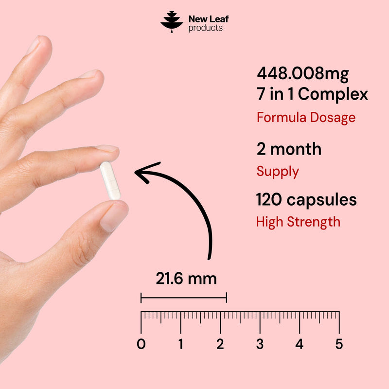 Blood Pressure 7-in-1 Supplement - 120 Vegan Capsules, 2 Months Supply - Heart Health Potassium and Magnesium Supplement with COQ10 and Garlic Extract - Made in the UK by New Leaf