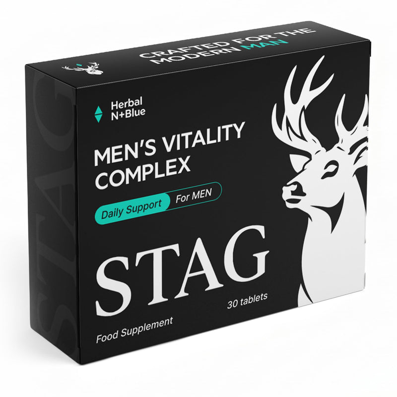 STAG Men's Vitality Tablets - Ginseng, Maca & Zinc - 30 Tablets - Herbal Food Supplement for Adults - Everyday Wellbeing Support