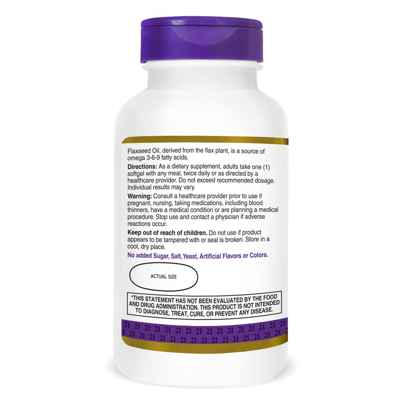 21st Century Flaxseed Oil 1000 Mg Softgels, 120-Count (22871) (Pack of 2) 120 Count (Pack of 2)