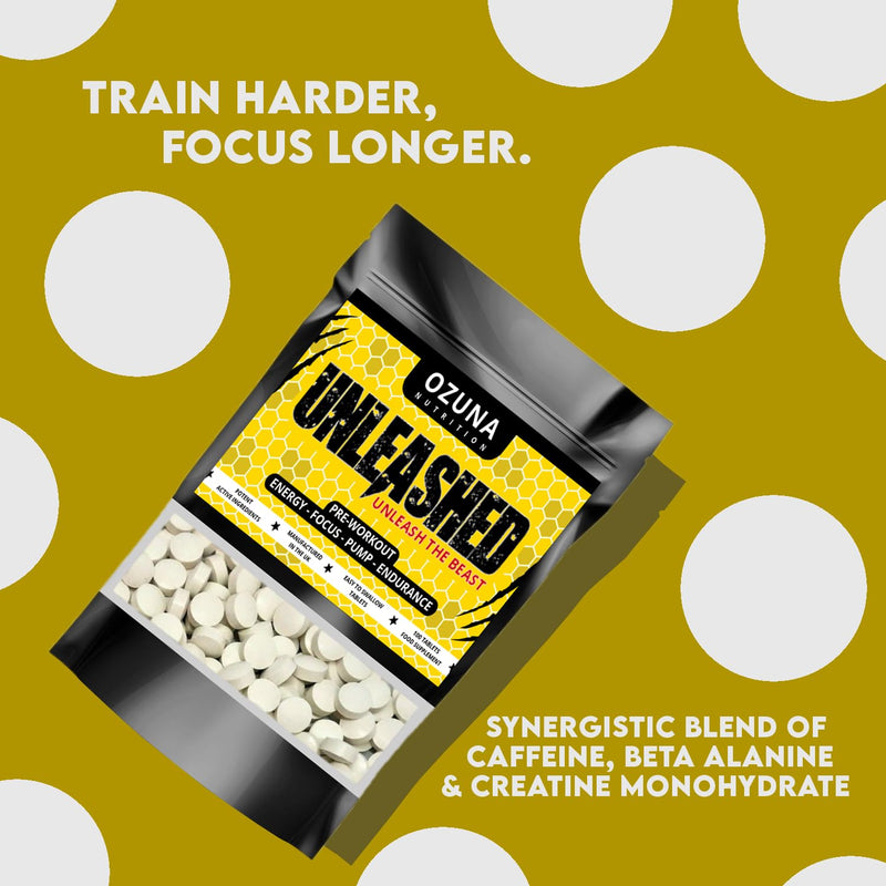 Unleashed Pre-Workout Supplement - Energy Pills with Beta Alanine, Caffeine & Creatine - Performance & Endurance - 100 Tablets