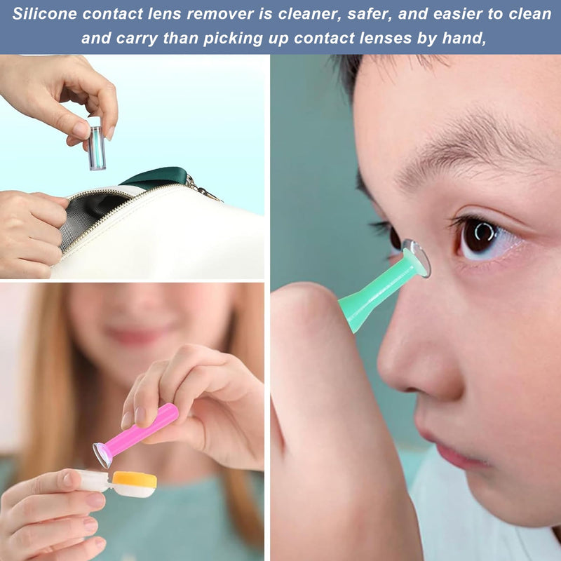 [Australia] - Contact Lens Sucker Soft Lenses, Contact Lens Insertion Aid Pack of 6, Contact Lens Remover, Simple Silicone Contact Lens Suction Cup for Soft Hard Lenses (White, Green, Blue) 