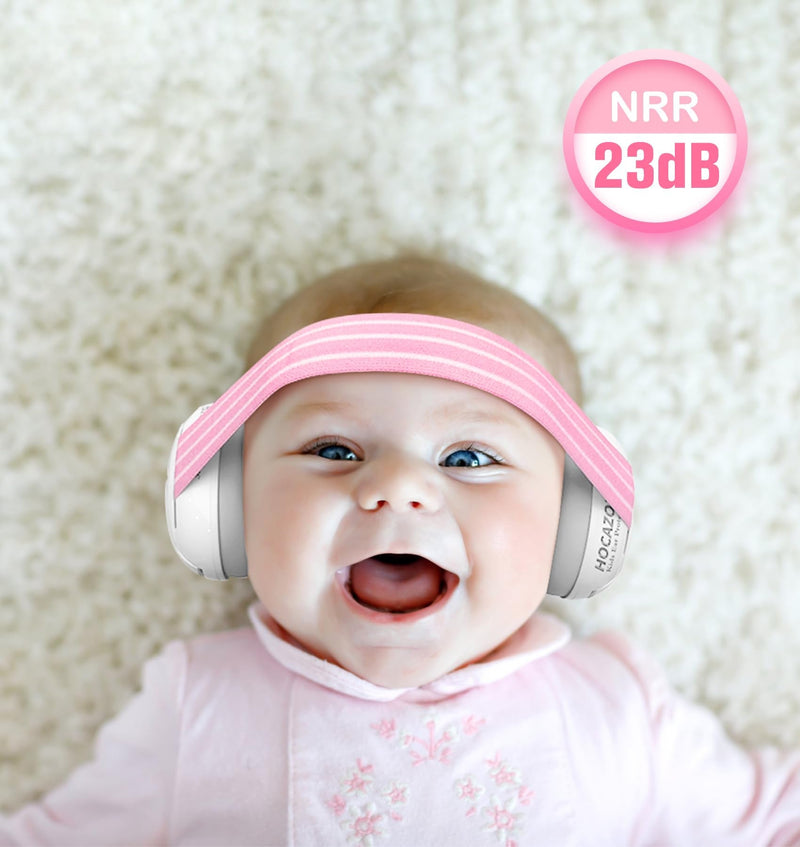 [Australia] - HZ001 Baby Hearing Protection - CE & CPC Certified for Babies up to 36 Months - with Replacement Headband Baby Earmuffs Ear Protection for Airplane, Firework Show - White 
