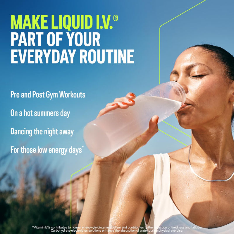 Liquid I.V. Hydration Multiplier Electrolyte Powder Variety Pack, Tropical Punch & Strawberry, Electrolytes With 7 Vitamins & Minerals For Fast Hydration & Energy, Vegan and Gluten Free, 32 Sachets Tropical Punch + Strawberry