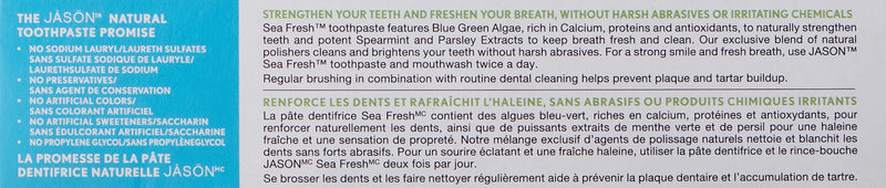 Jason Sea Fresh Strengthening Fluoride-Free Toothpaste, Deep Sea Spearmint, 6 Oz
