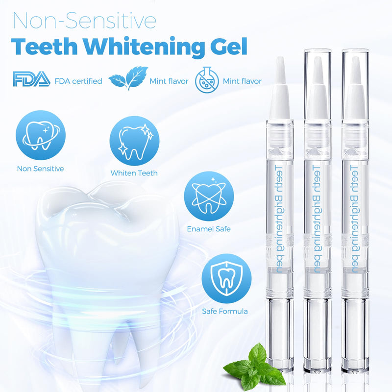 [Australia] - Teeth Whitening Kit for Sensitive Teeth - 16 LED Light - 30 Min Professional Non-Sensitive Fast Teeth Whitener with 3 Carbamide Peroxide Whitening Gel and Shade Guide - Pink 