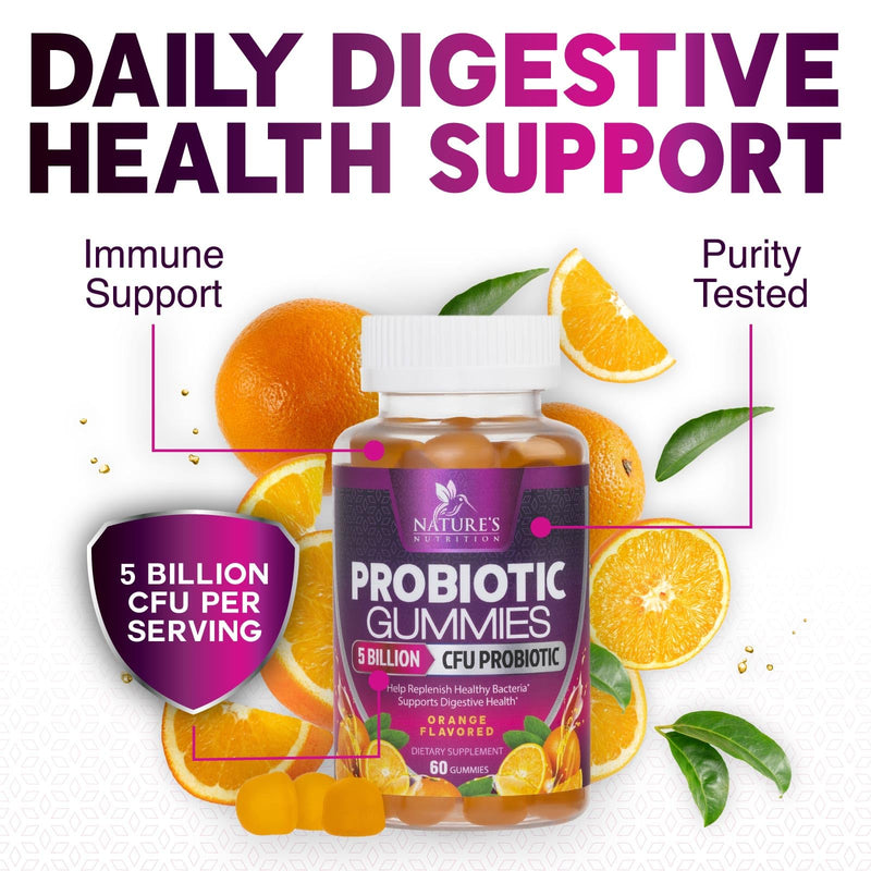 Probiotics for Digestive Health Gummies - 6 Unique Strains for Daily Immune Support & Gut Health, Supports Constipation, Gas & Bloating - Best Probiotic Supplement Gummy for Women & Men - 120 Gummies 120 Count (Pack of 1)