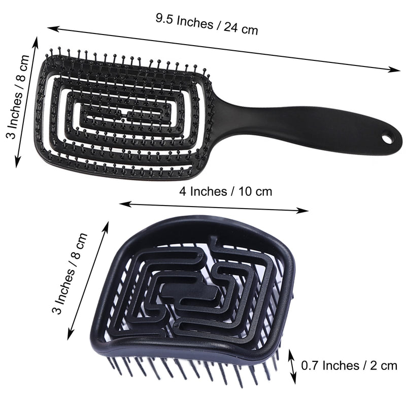 [Australia] - MIUPOO Professional Curly Vented Hair Brush,Hair Scalp Massager Shampoo Brush,Detangler Brush for Faster Blow Drying and Scalp Scrubber for Deep Cleaning Hair Set,Scalp Massagers,2 Pieces,Black Black 
