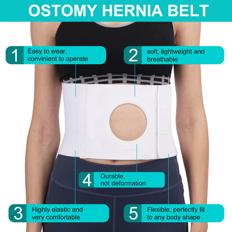 [Australia] - Medical Ostomy Belt Ostomy Hernia Support Belt Abdominal Binder Brace Abdomen Band Stoma Support For Colostomy Patients to Prevent Parastomal Hernia Stoma Opening- Men Or Women- Size L Large (Pack of 1) 