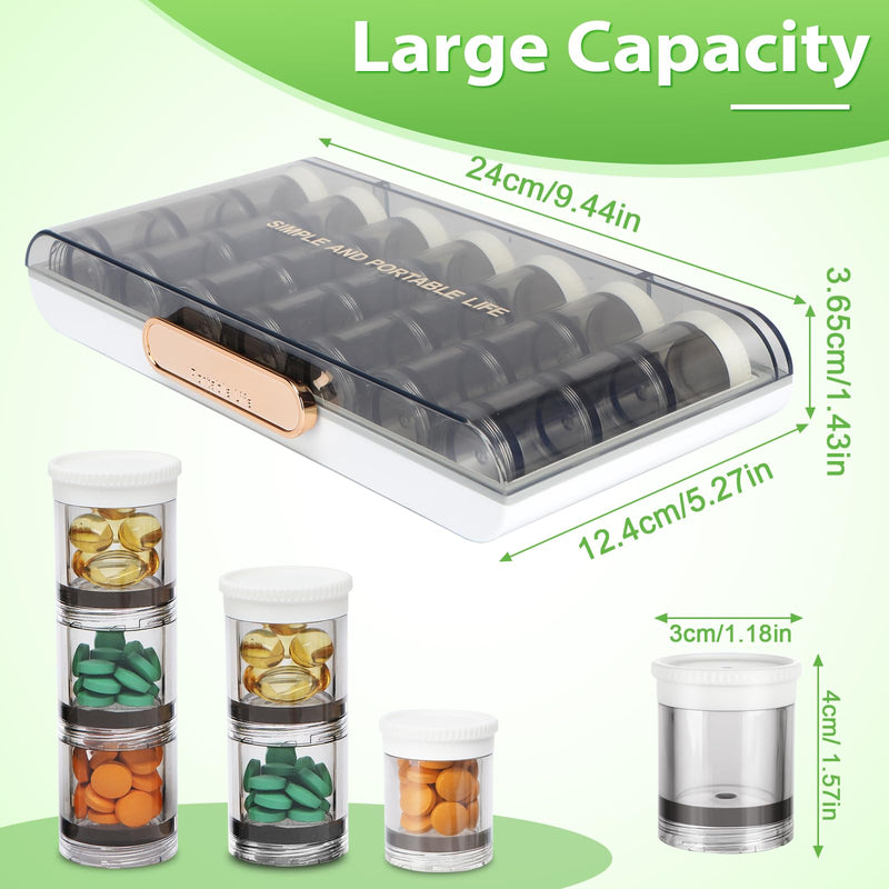 Toplive 3 Times a Day Pill Organizer 7 Day, Large Daily Pill Organizer, Weekly Medicine Vitamin Organizer Box, Fish Oil Supplement Storage Organizer, Separable Travel Pill Container, White