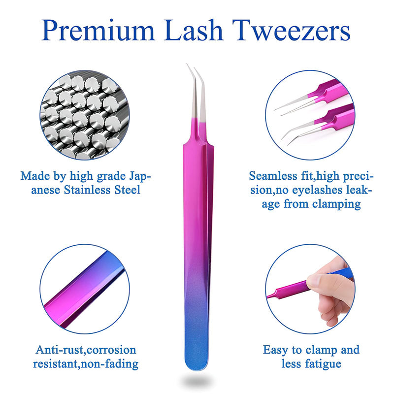 Isolation Lash Tweezers for Volume Eyelash Extension,Professional Precision Stainless Steel Las Purple 6.89inx1.5inx0.79in