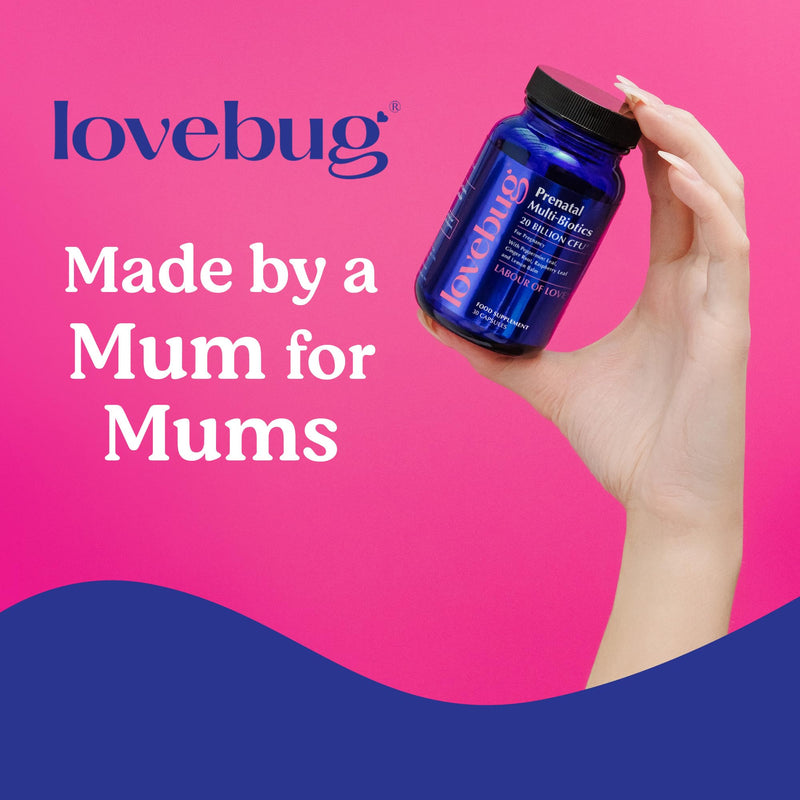 Lovebug Prenatal Multi-Biotics 20 Billion CFU with Peppermint, Ginger Root, Raspberry Leaf & Lemon Balm 30 Count