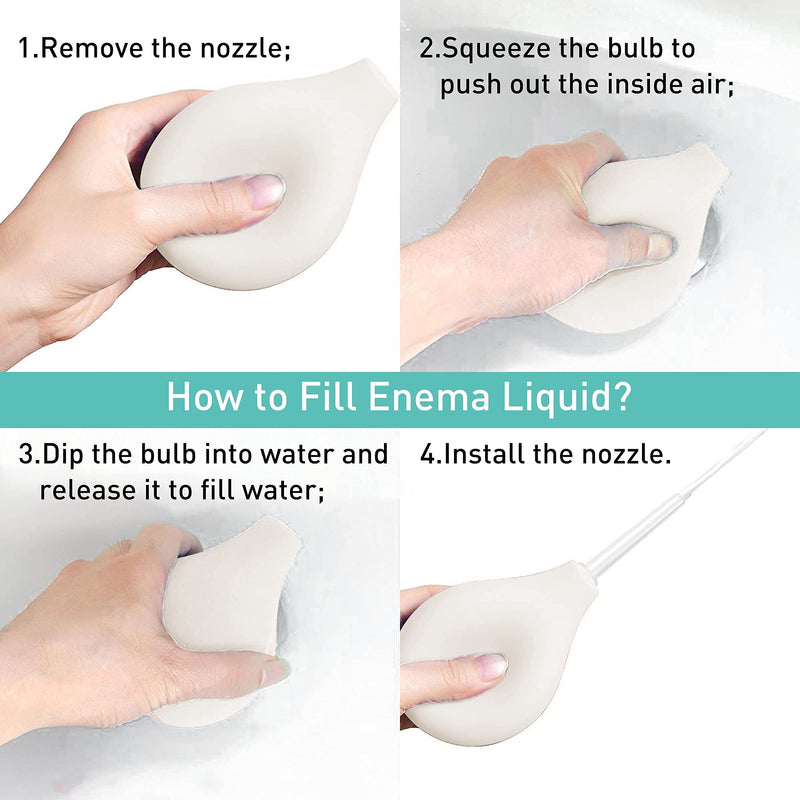 [Australia] - TopQuaFocus 8oz Enema Kit - Anal and Vaginal Douche for Men, Flushing System with Silicone Bulb and 4 Replaceable Tips (Transparent) 224ml-Clear 